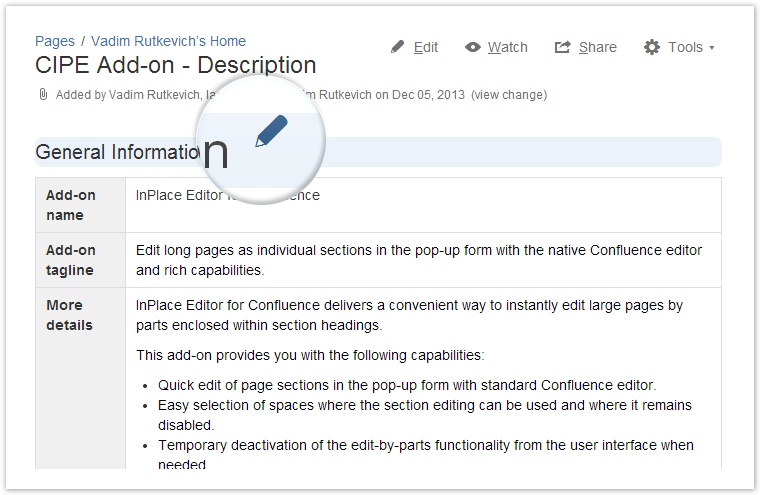 editing headings in Confluence