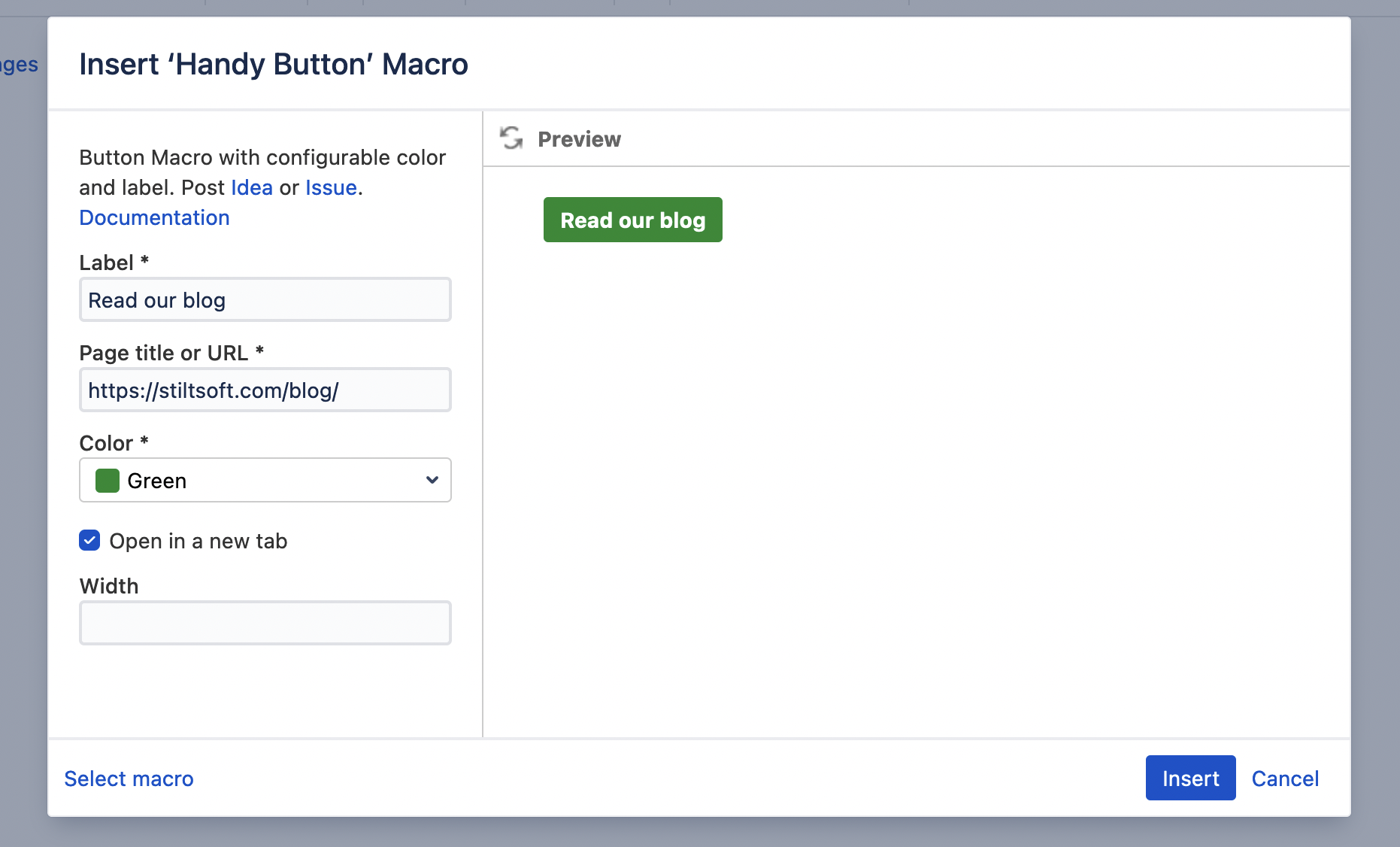 Handy Button in Confluence