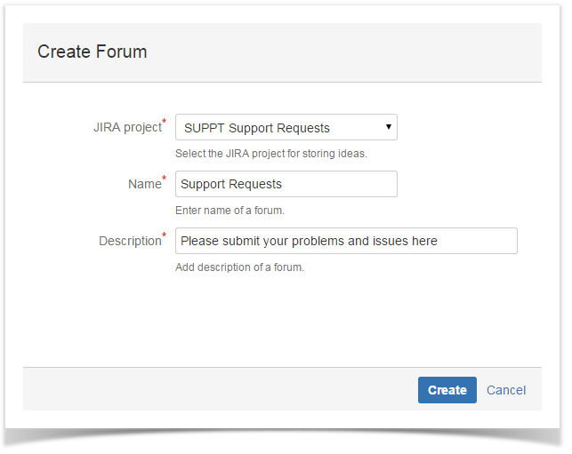 create forum form jira