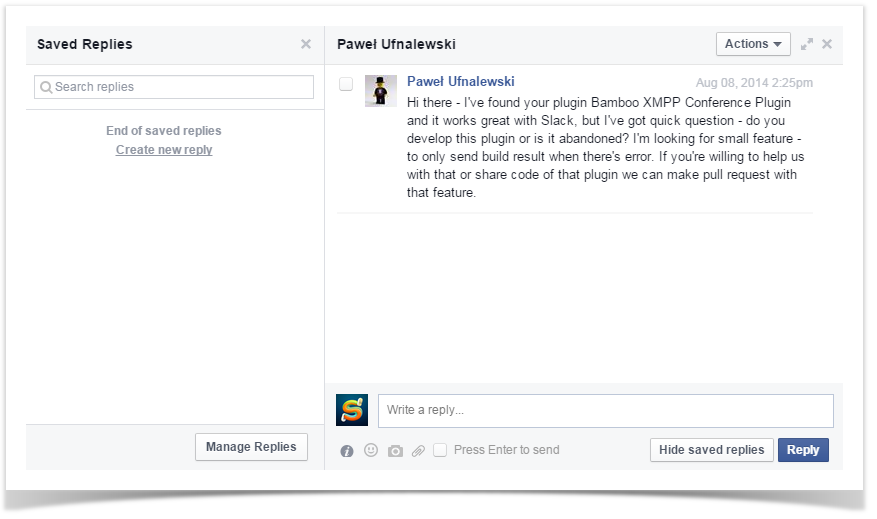 facebook issue reply
