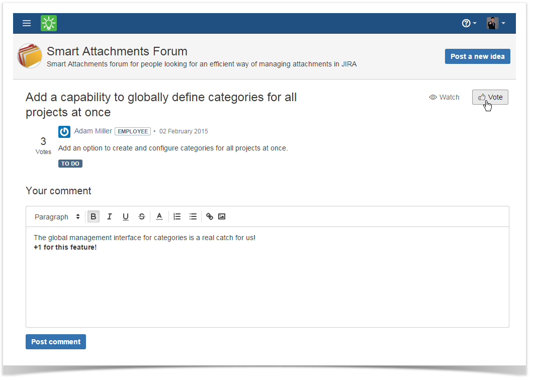 idea voting in Jira