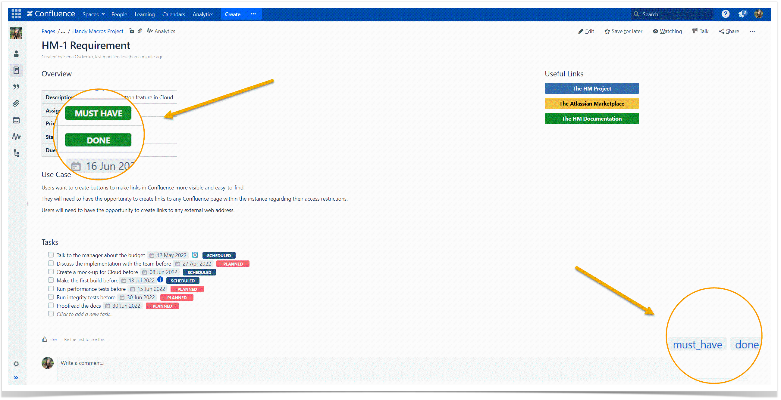 content by label report with status in Confluence