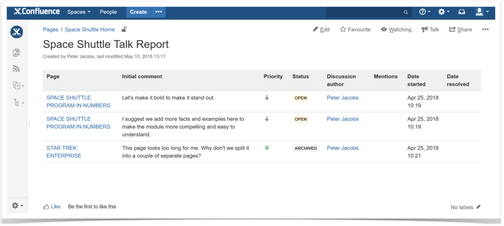 Service Talk Track Examples Talk: Track Inline Comments and Prioritize Discussions in Confluence ...