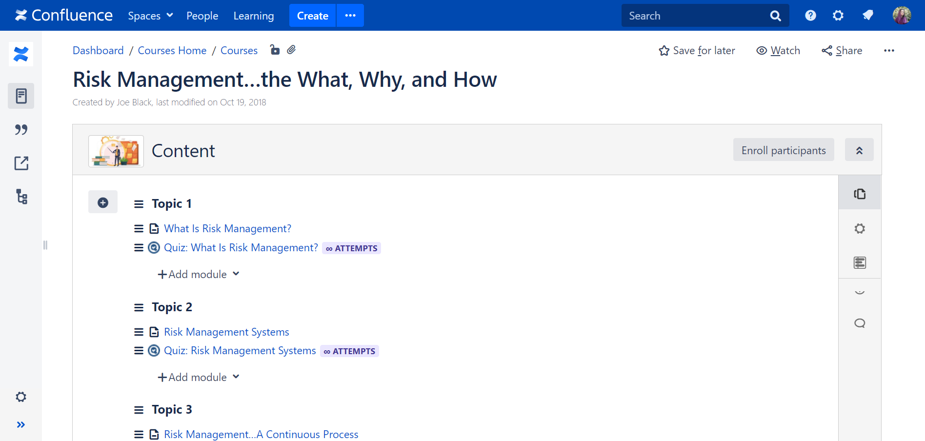 training material in Atlassian Confluence