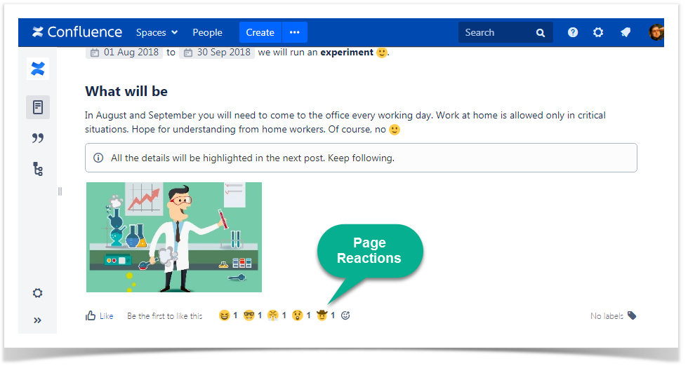 page reactions in Confluence