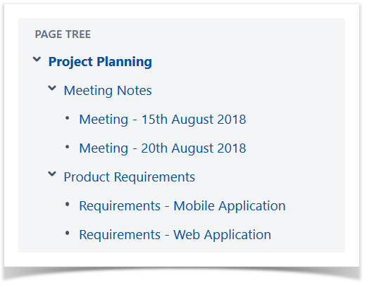 Page tree in Confluence