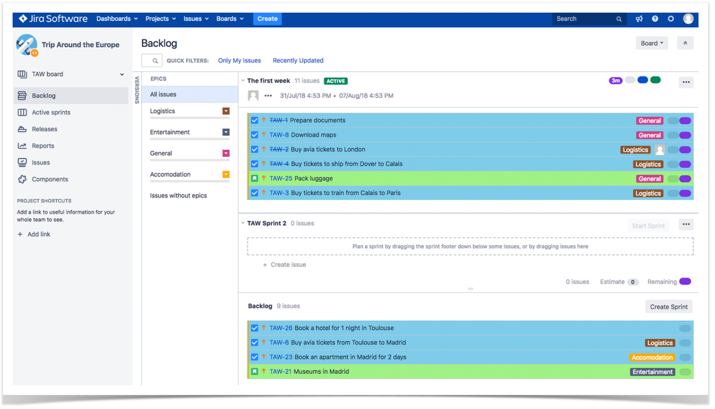 color cards for jira