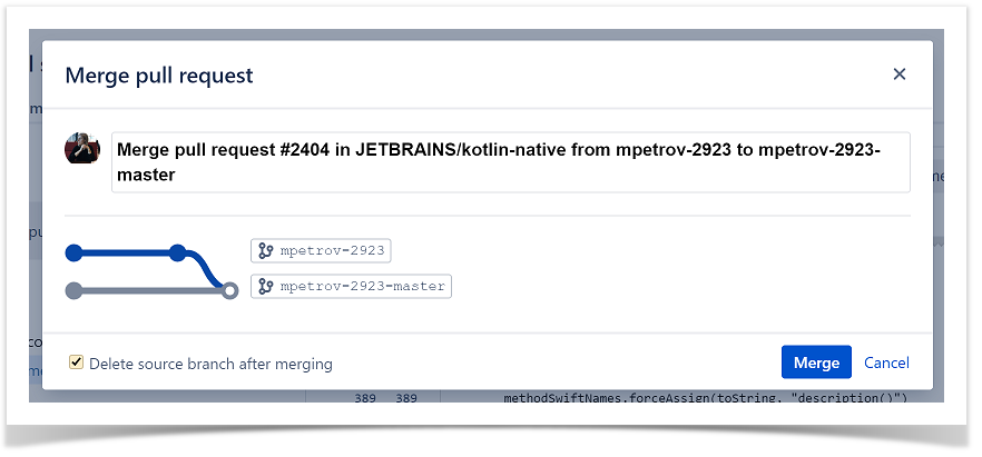 merge pull request in Bitbucket