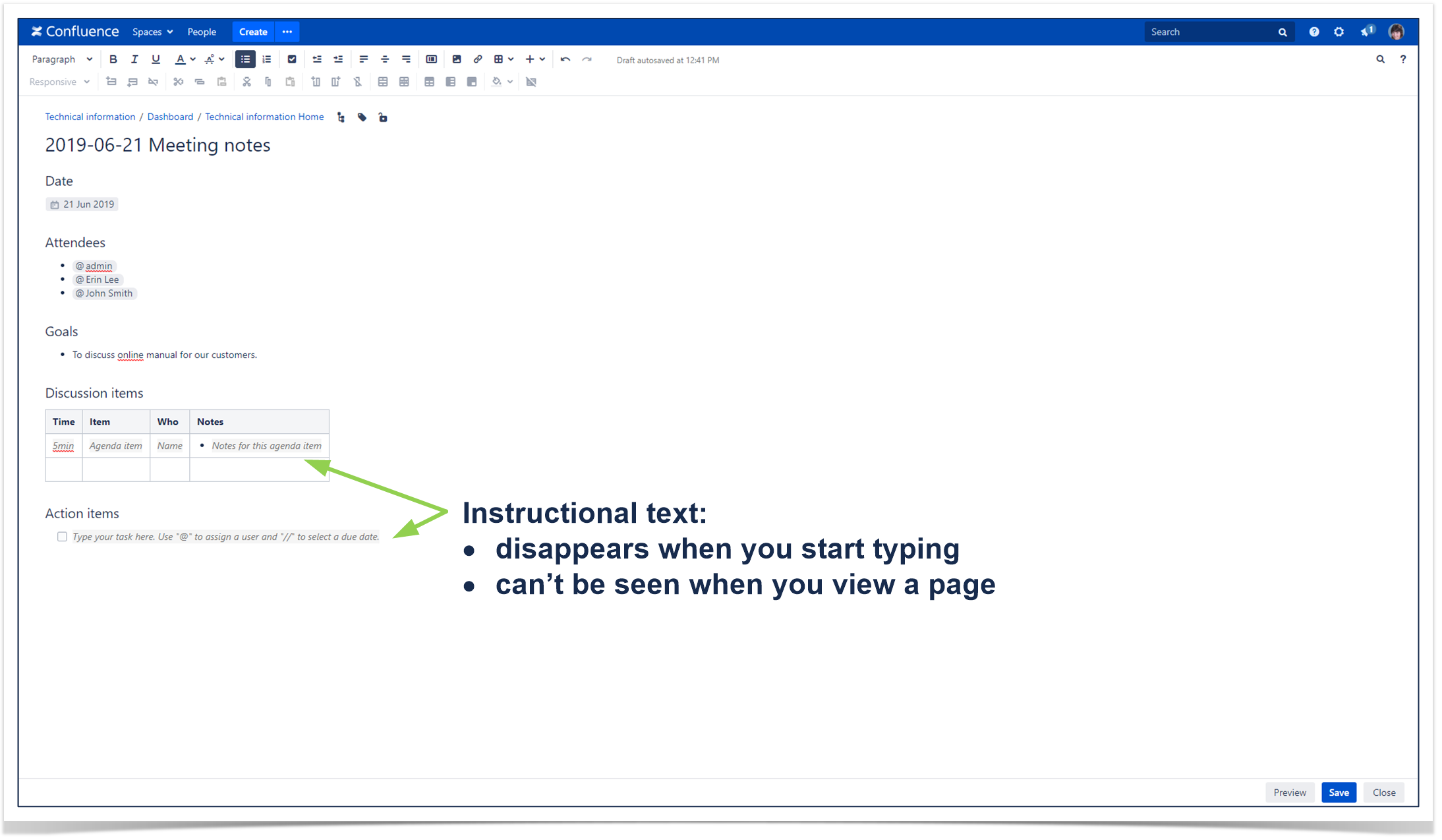 Meeting notes template