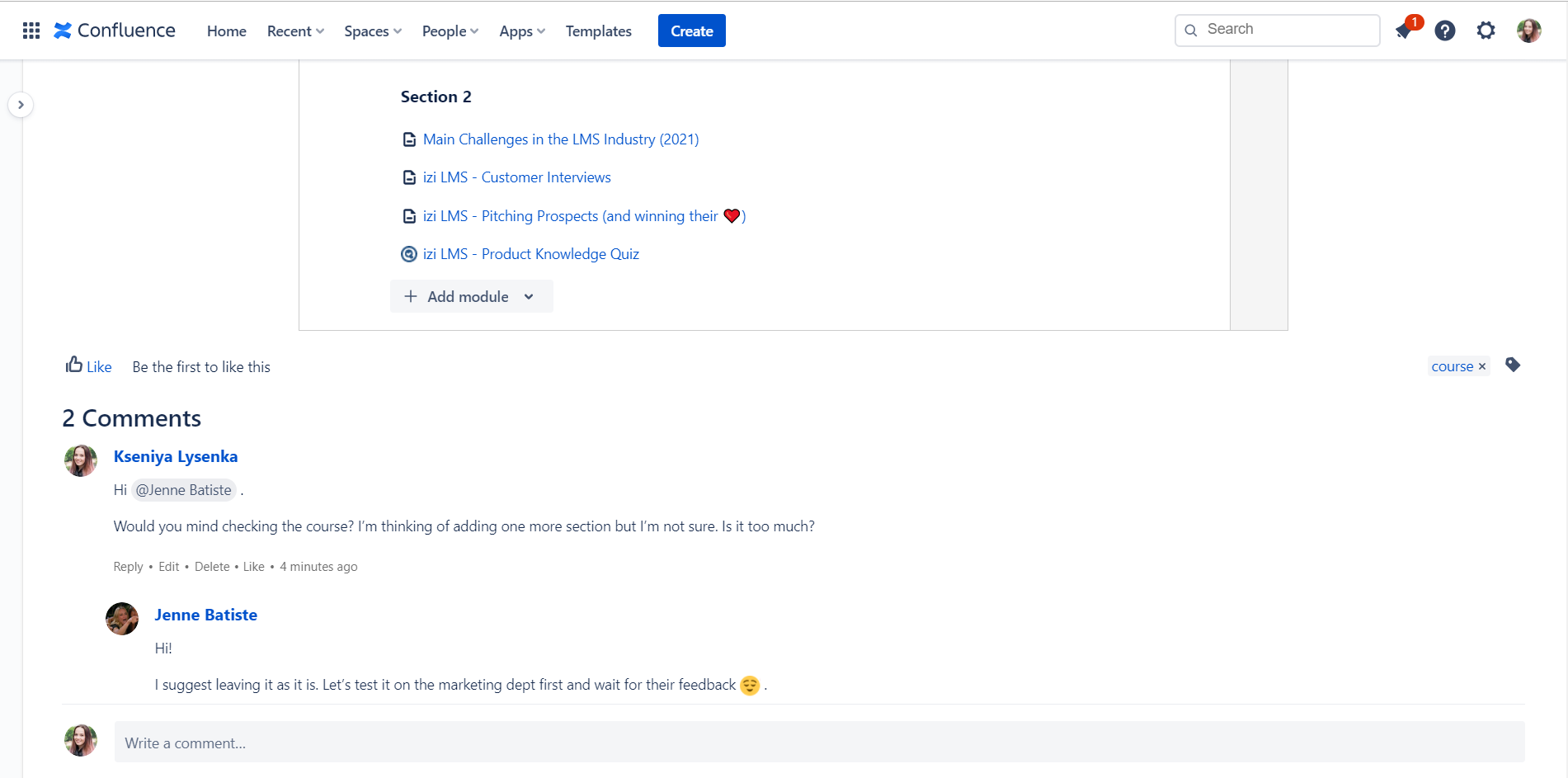 collaborate on training content in Confluence