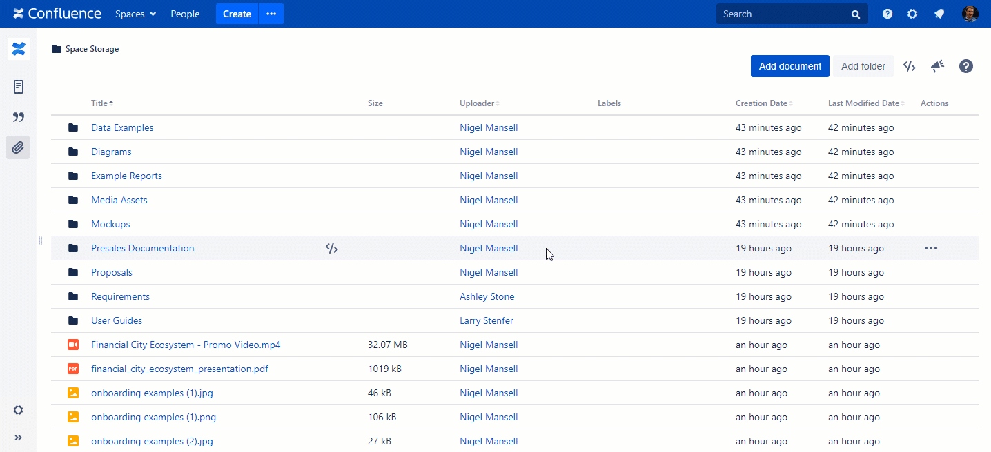 folder attachment macro in Confluecne