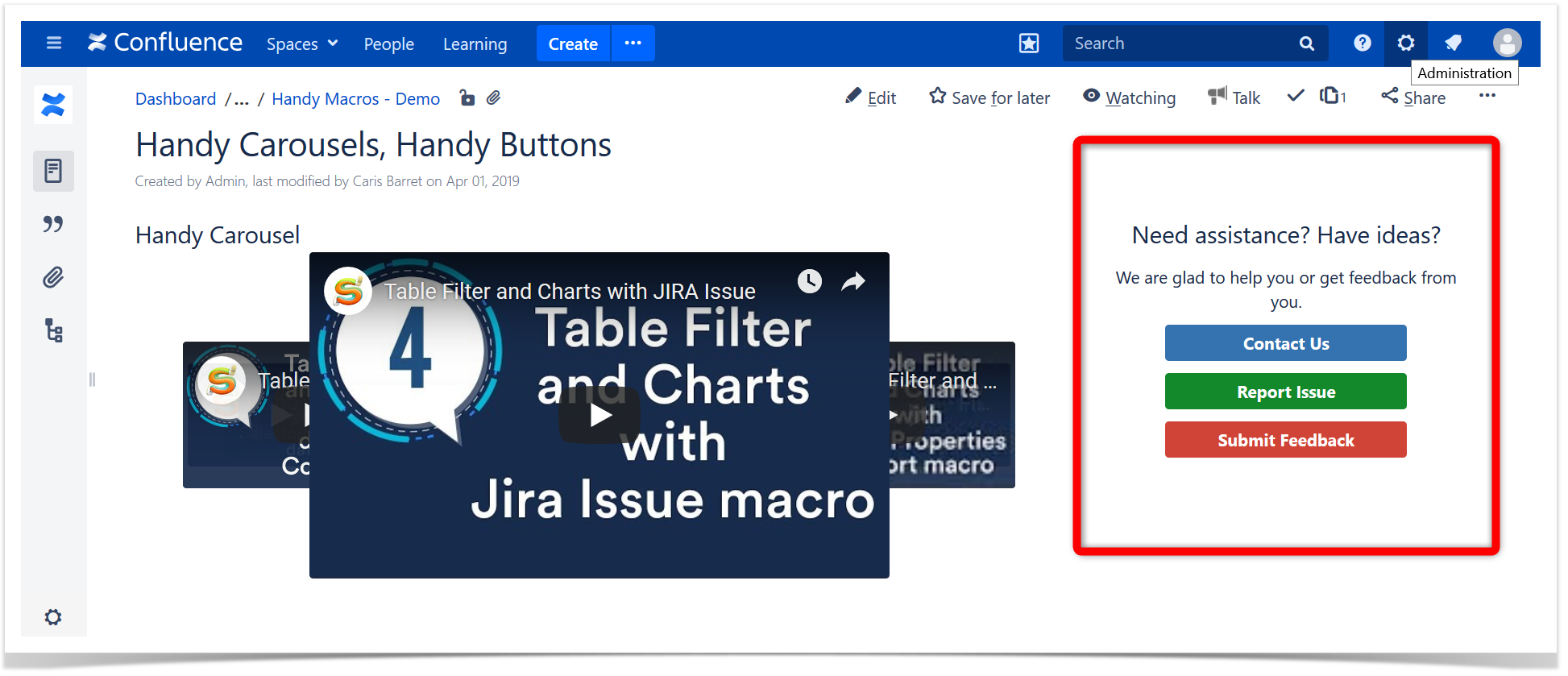 button in Confluence
