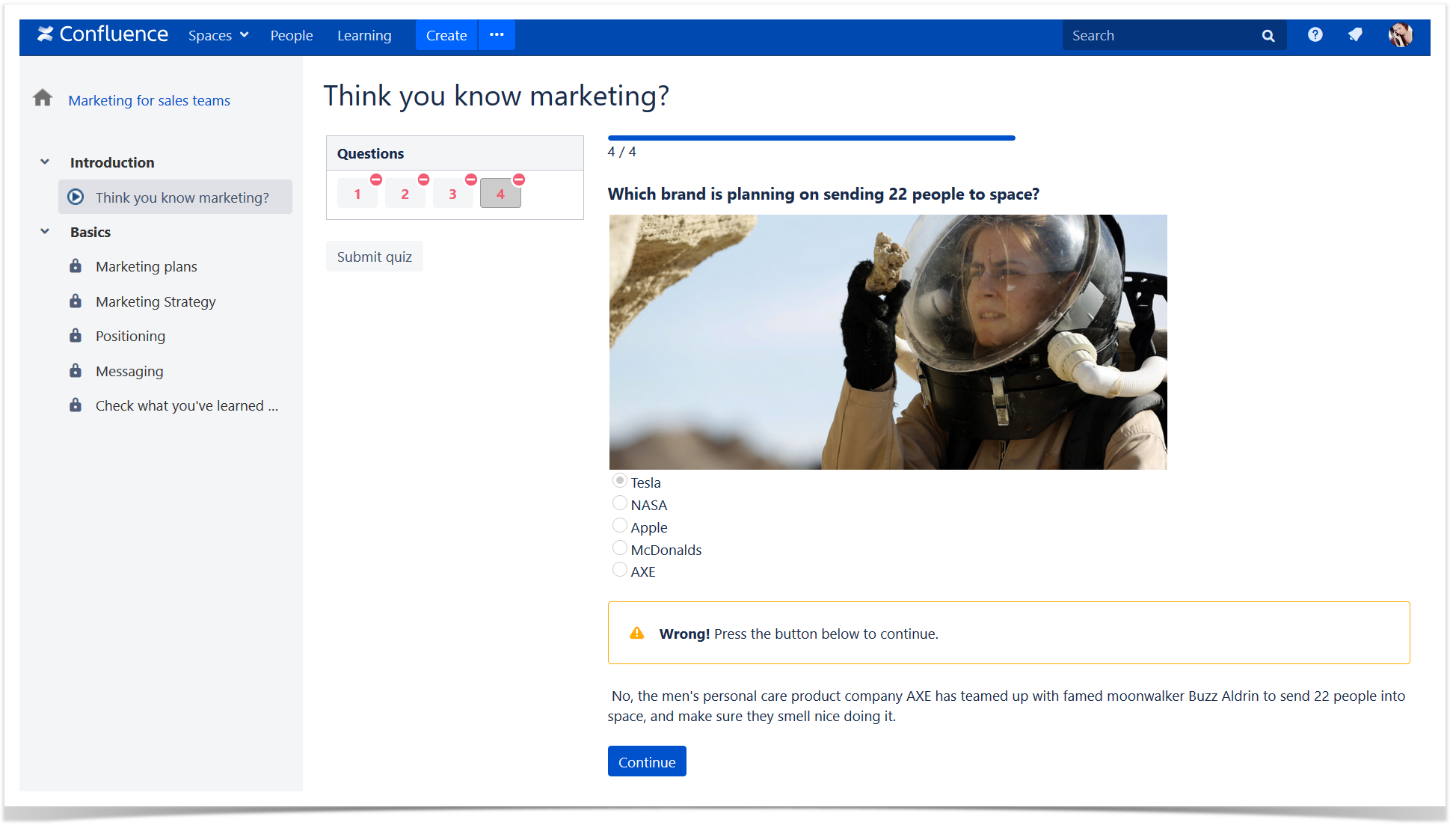 check knowledge in Confluence