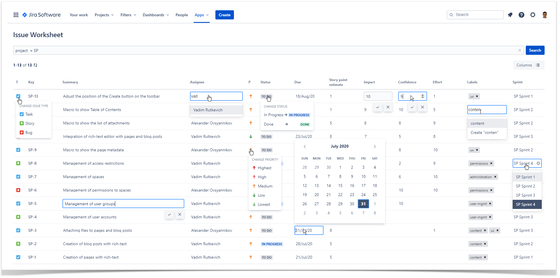 Spreadsheet Issue Editor for Jira