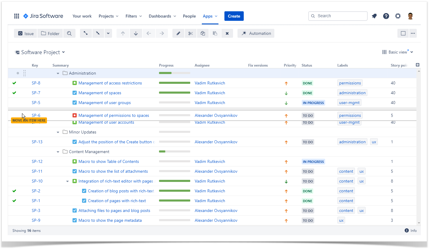 structure for jira