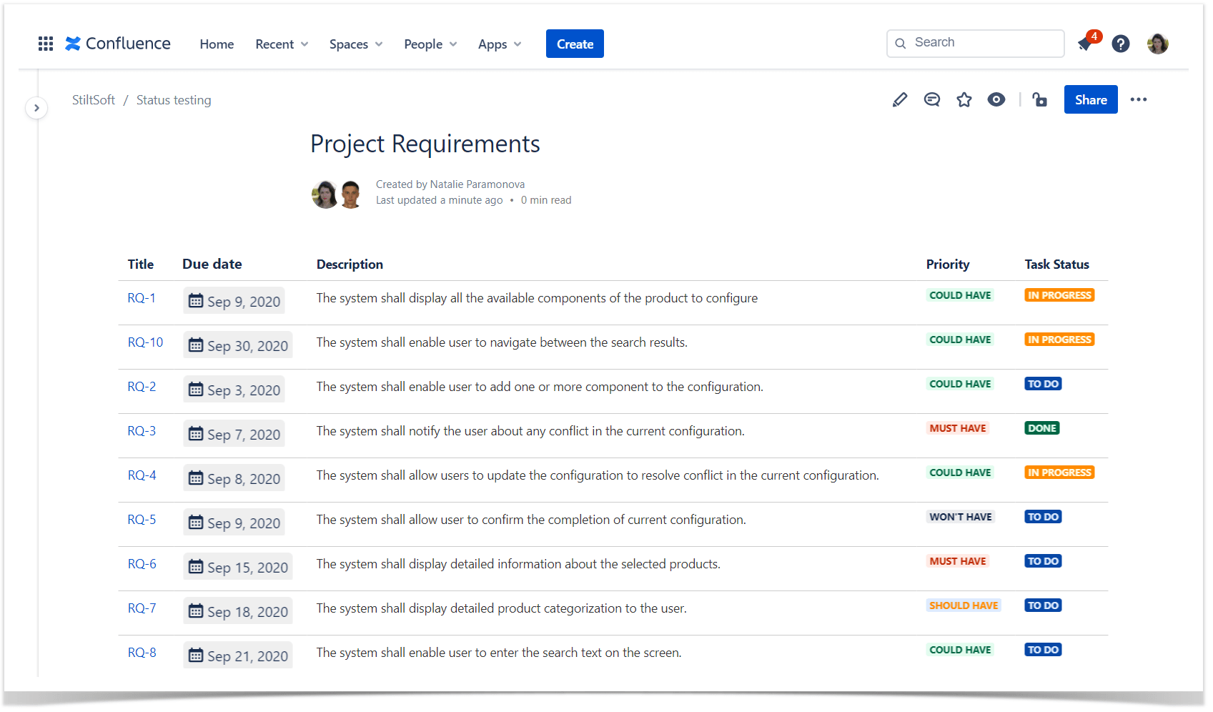 page properties report macro sort by