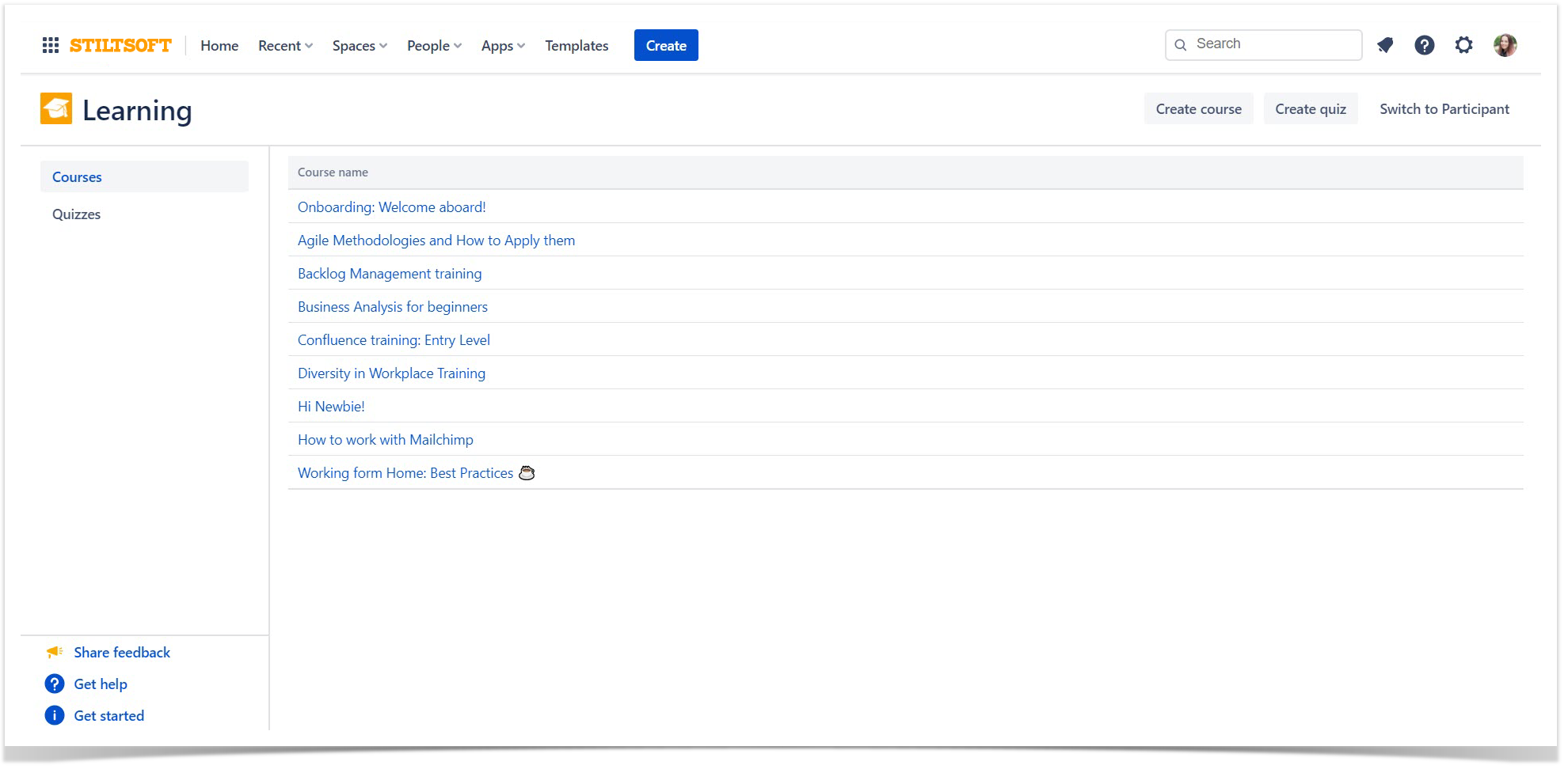 create courses, quizzes, and tests right in Confluence