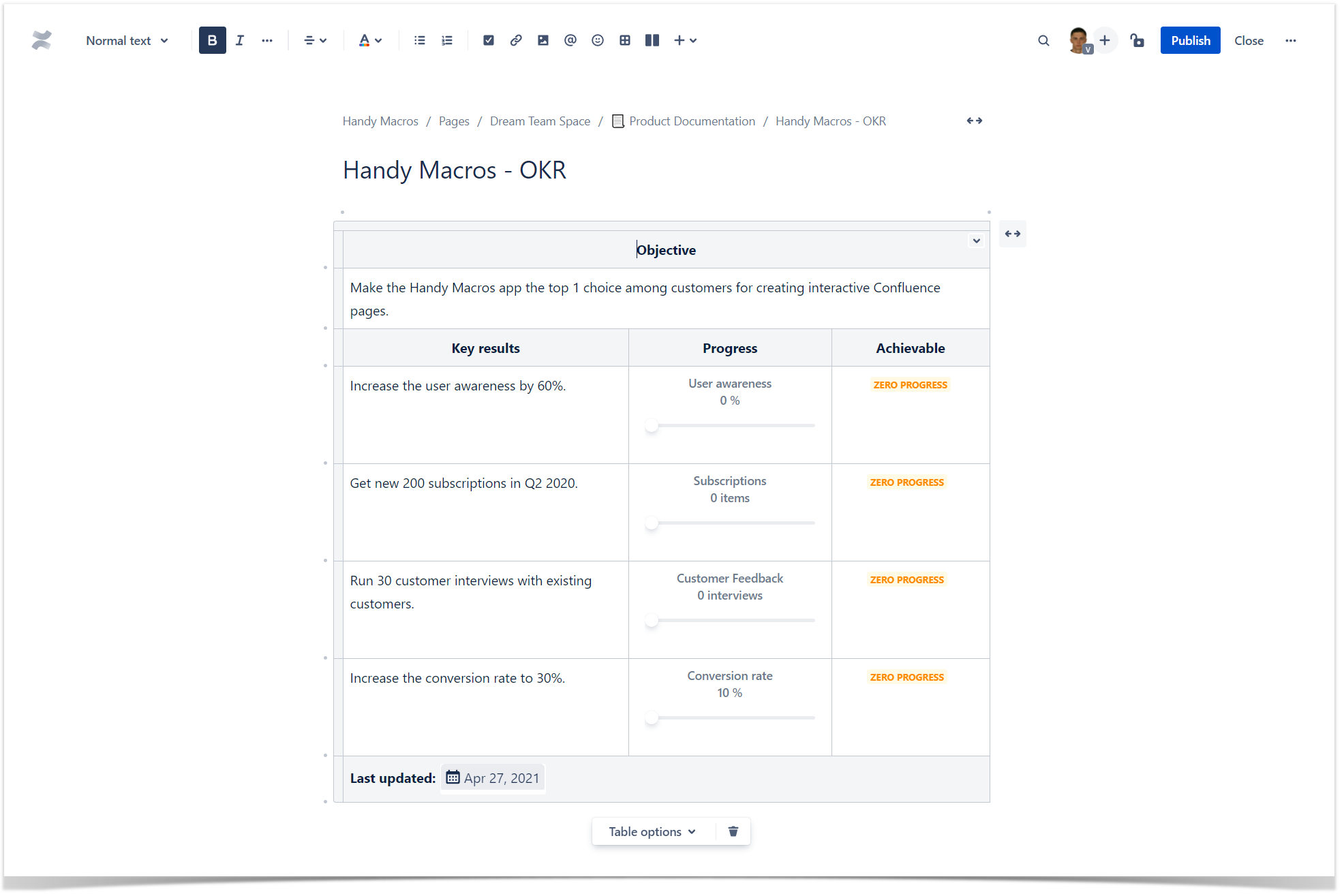 Confluence tips and tricks: track project progress