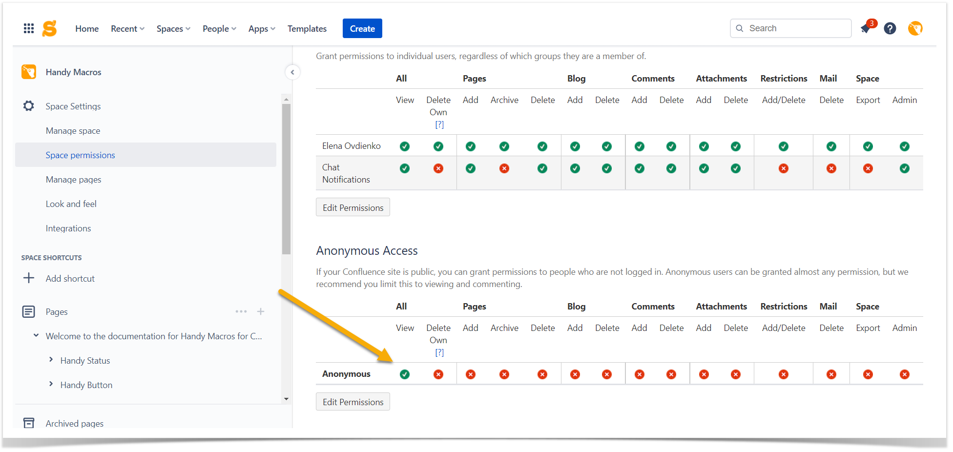 space permissions in Confluence Cloud
