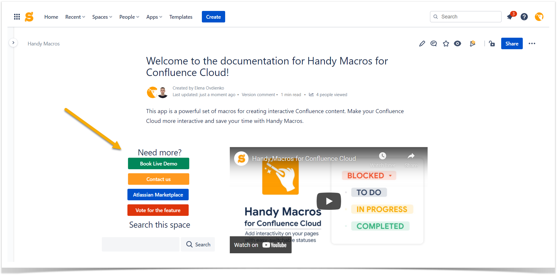 external documentation in Confluence