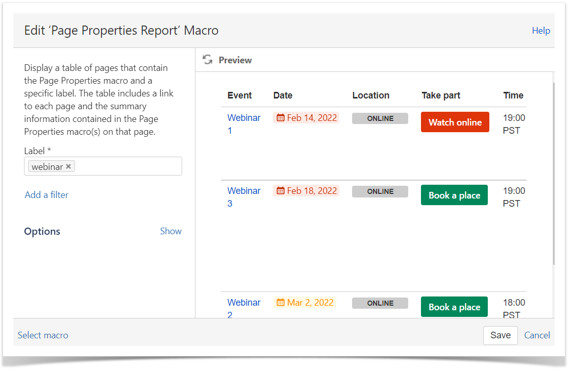 Page Properties Report in Confluence