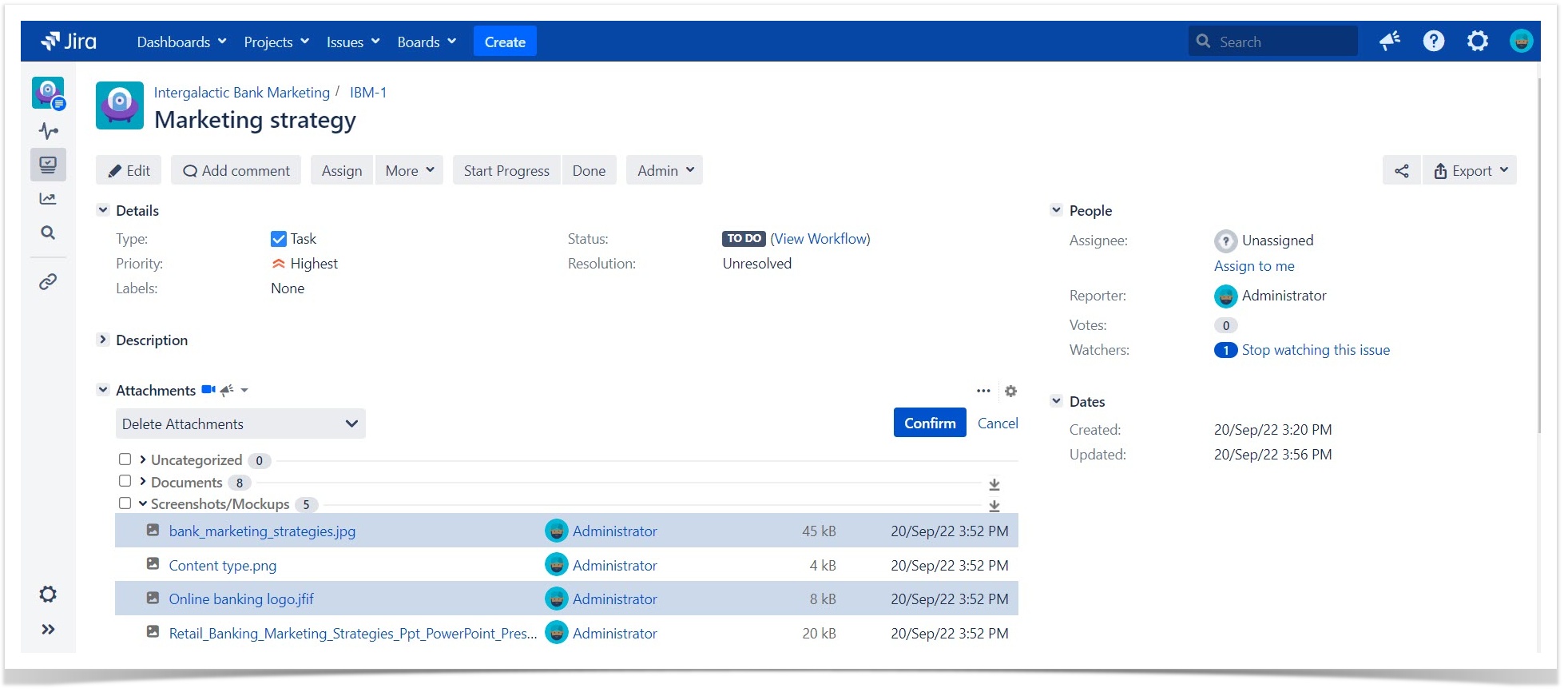 bulk operations with jira attachments