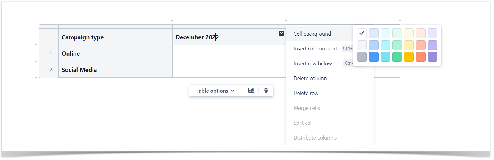 change table color in Confluence