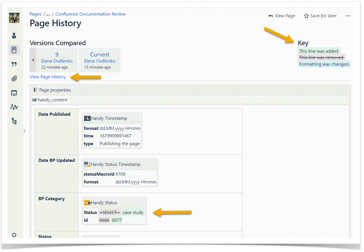 View Confluence Page History