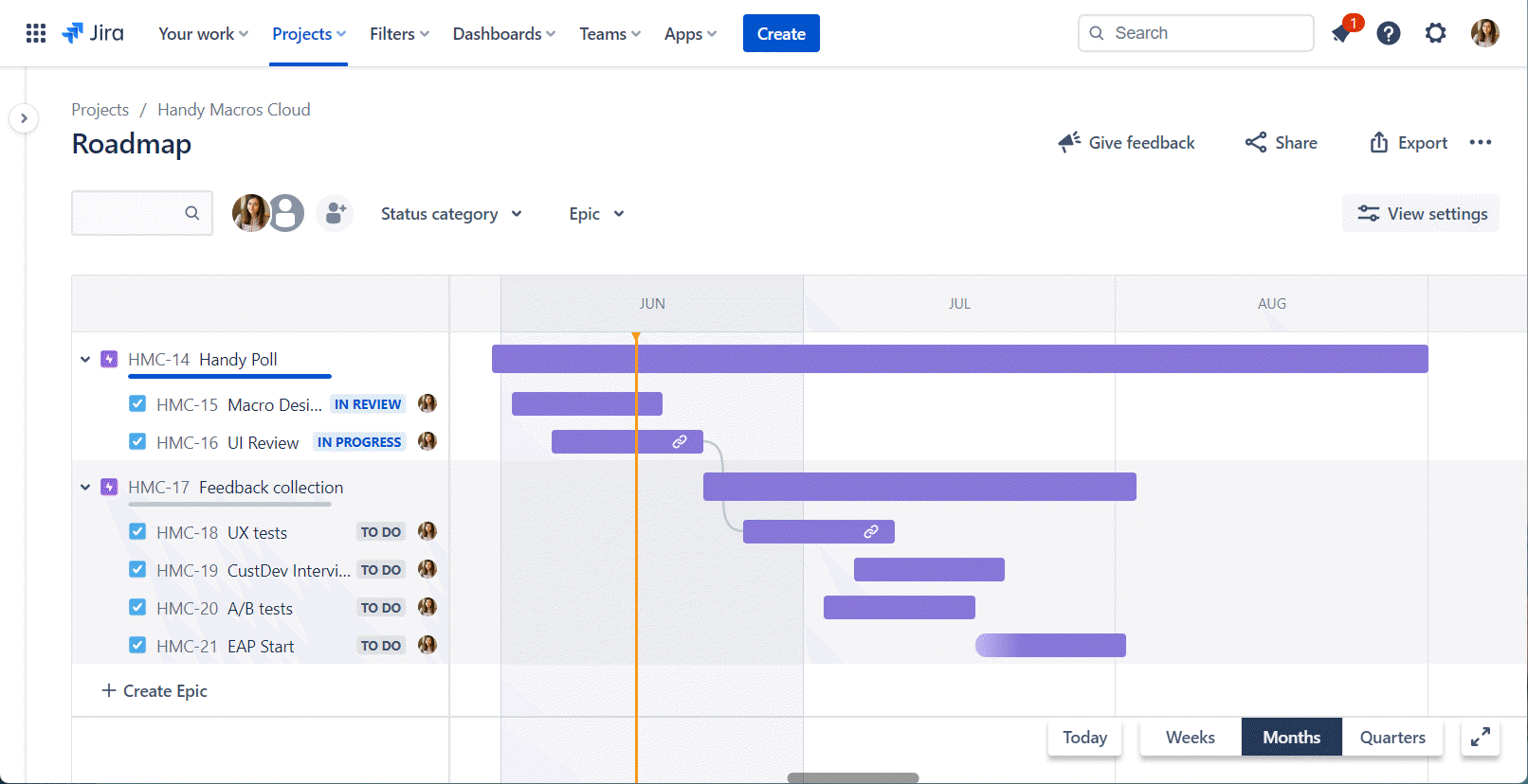 Jira roadmaps