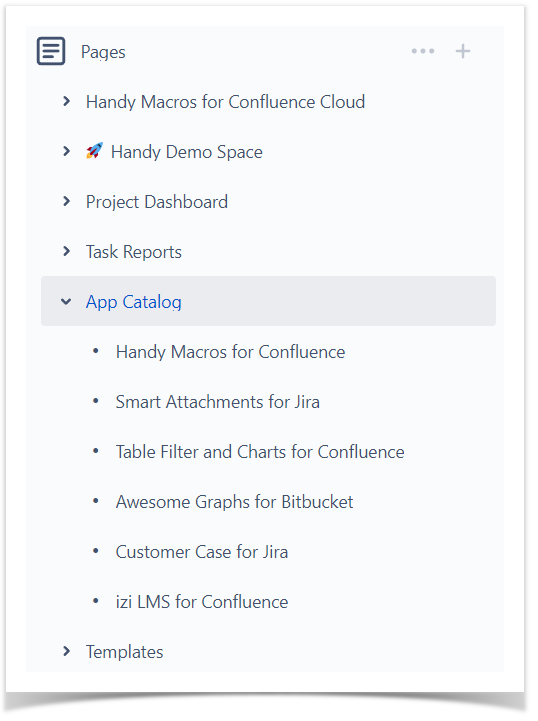 Confluence sidebar navigation