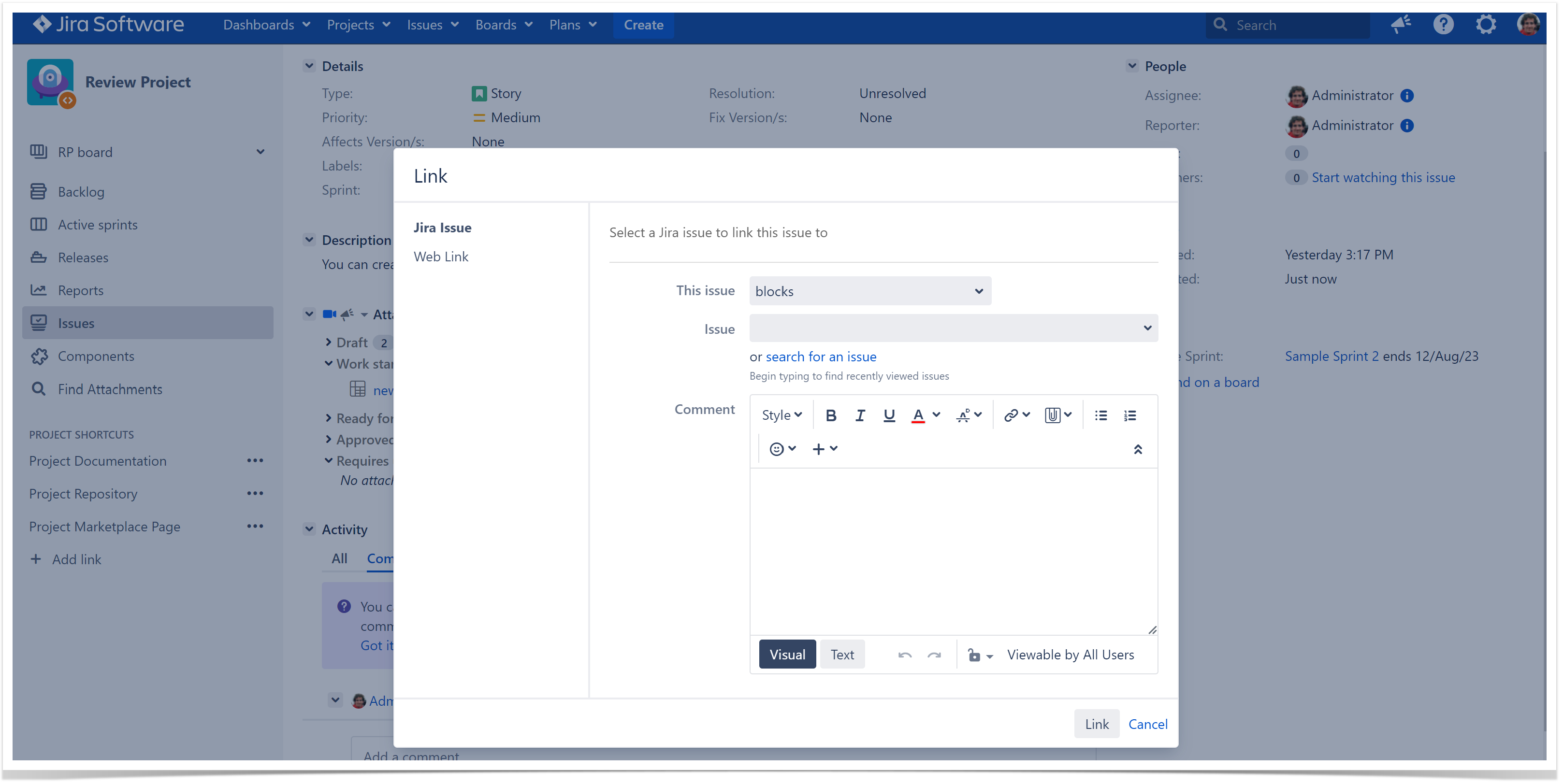 Connect several Jira issues
