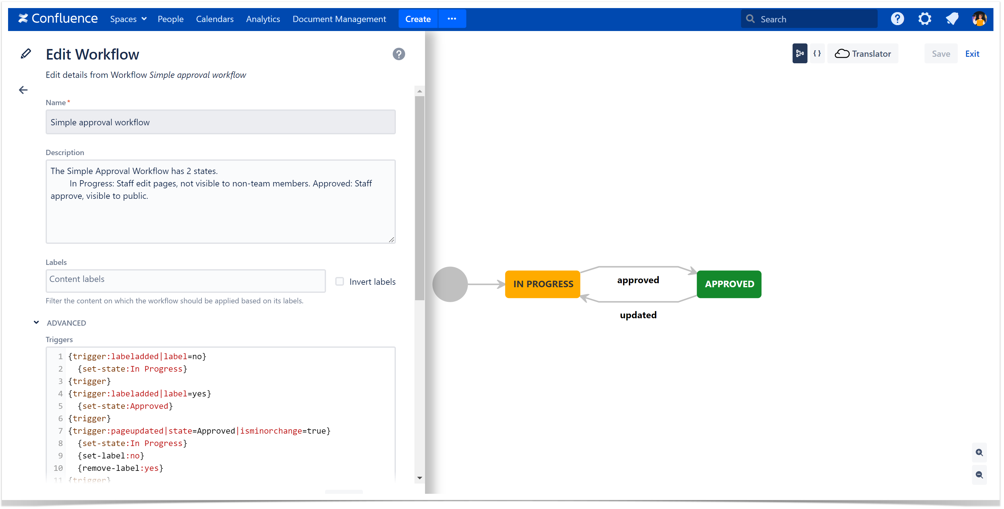 Configure triggers in Comala for approval workflow