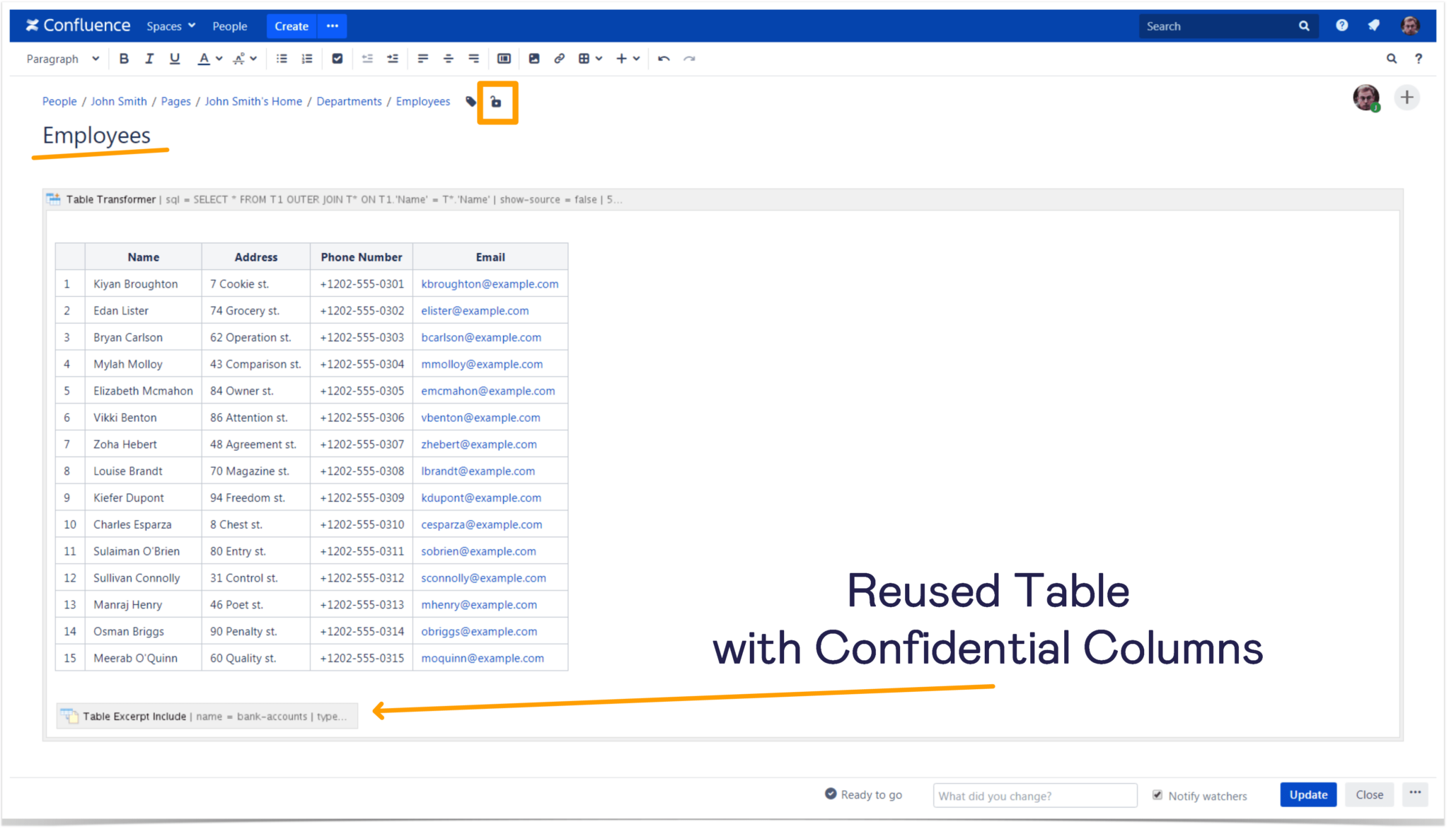 Table Excerpt macro settings for requirements