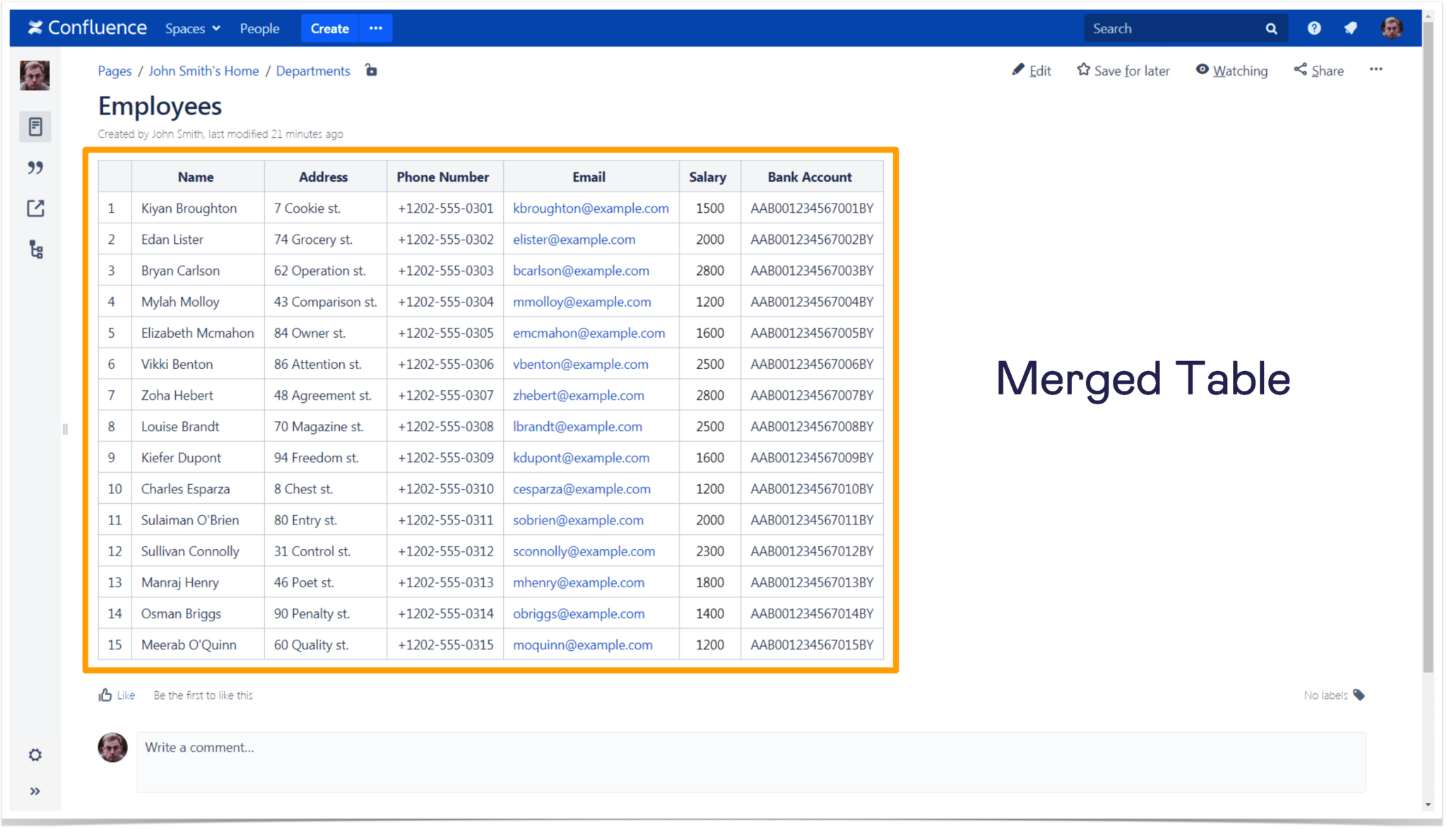 Confluence tables merged with the Table Transformer macro