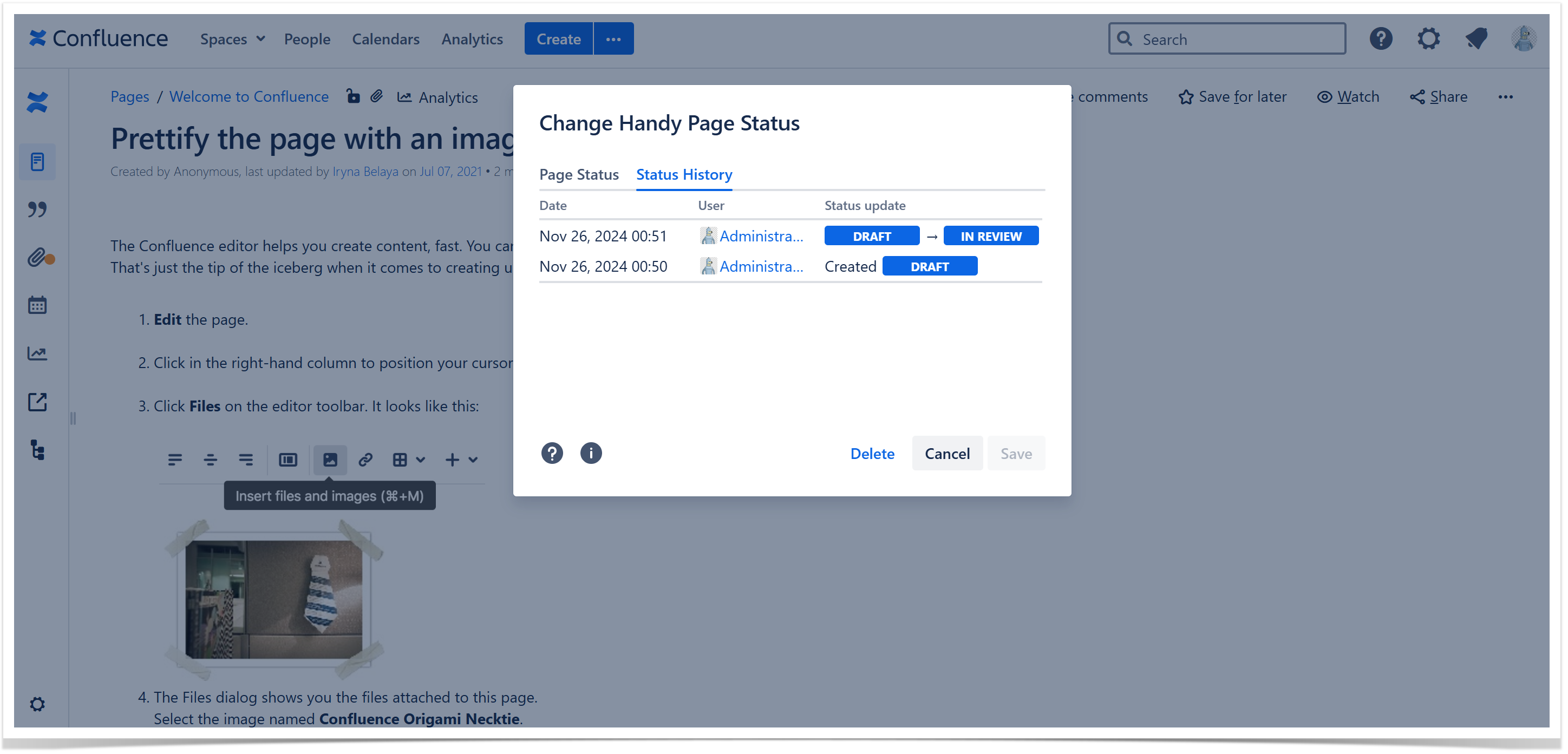 Handy Page Status has the history of the last transitions to track changes over time.