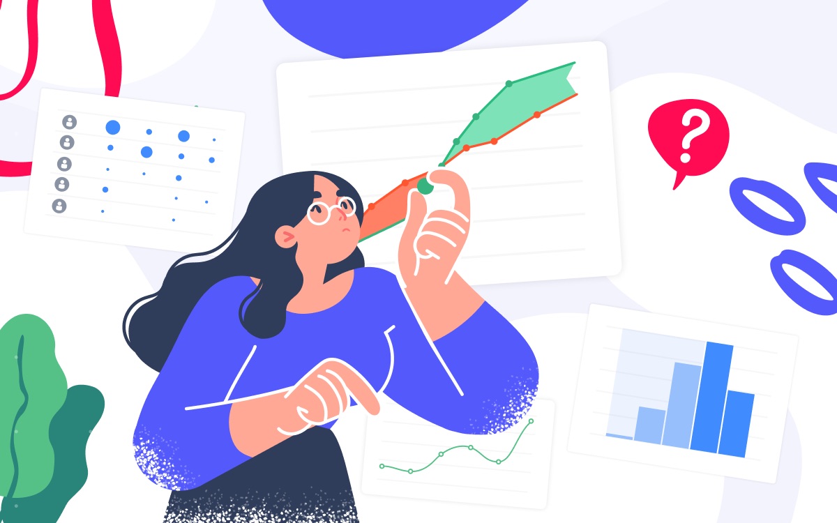 How to get Bitbucket reports on Developer Activity: a woman is looking at reports on commits and pull requests