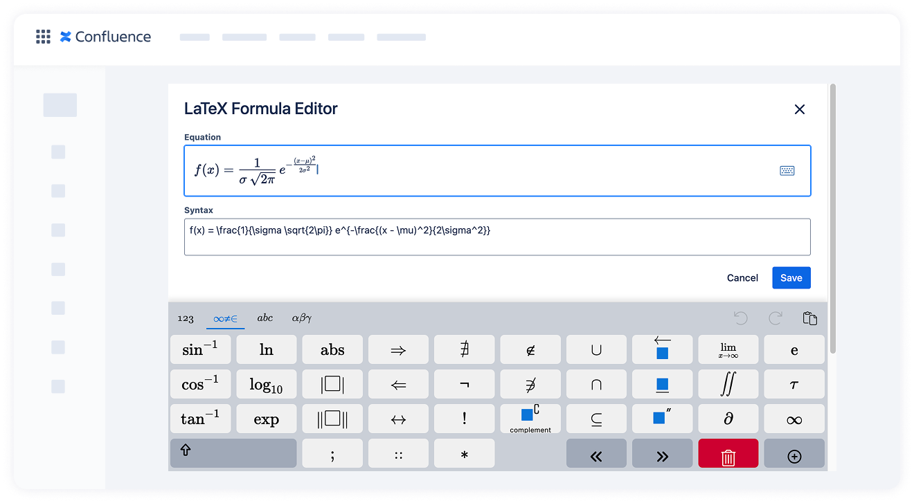 LaTeX Confluence in action: adding formula to a Confluence page