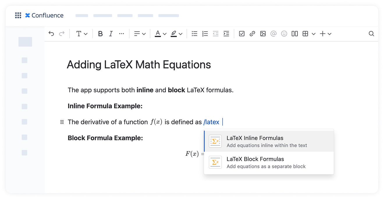 Insert LaTeX in Confluence with a Few Clicks