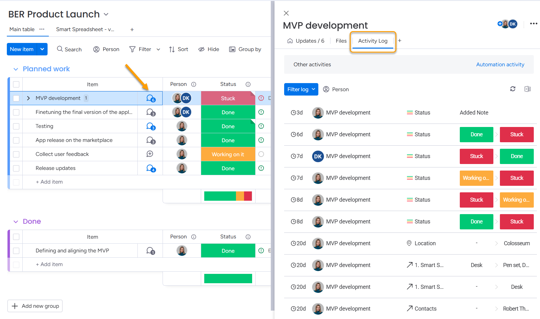 How to View item changes in monday.com
