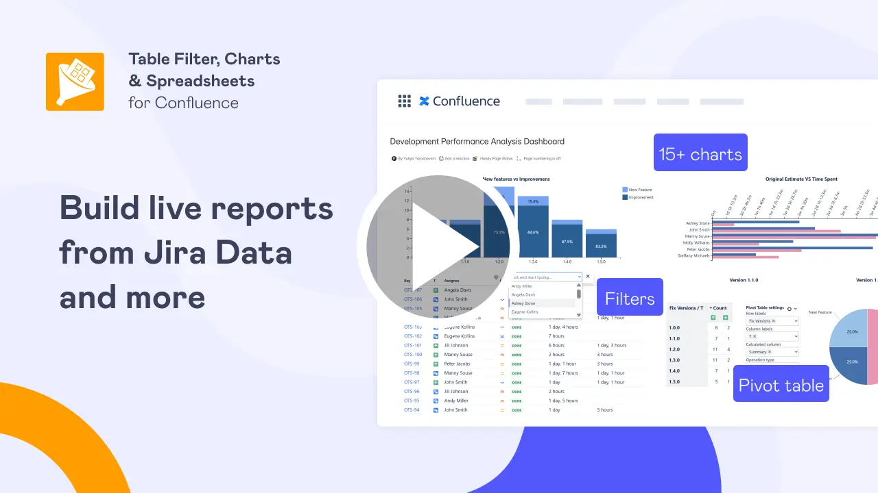 Watch a video on how to build reports with Jira data in Confluence