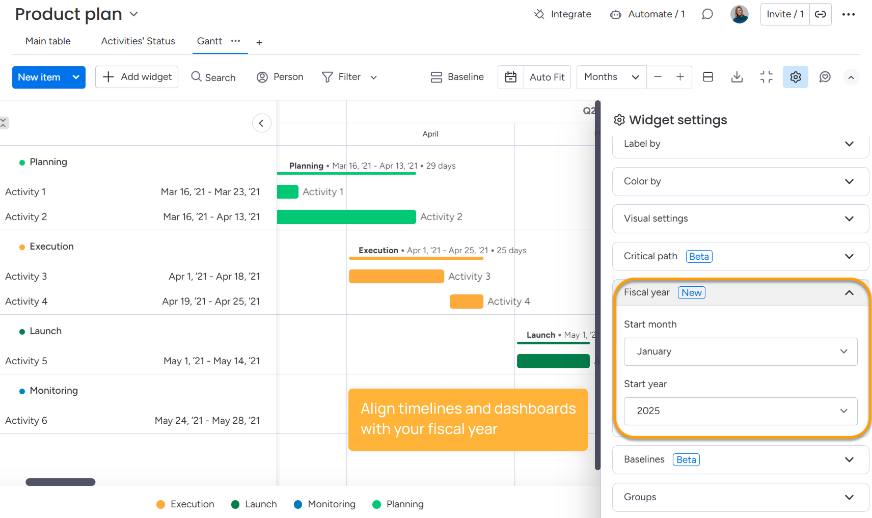 Fiscal year monday.com