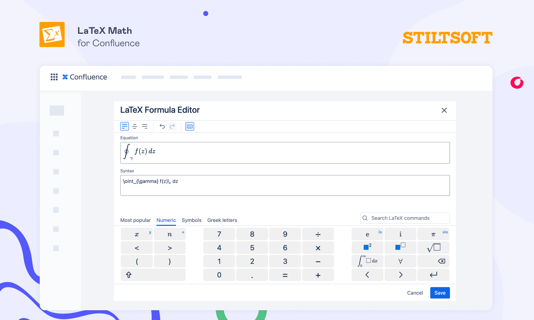 Integrals with LaTeX in Confluence