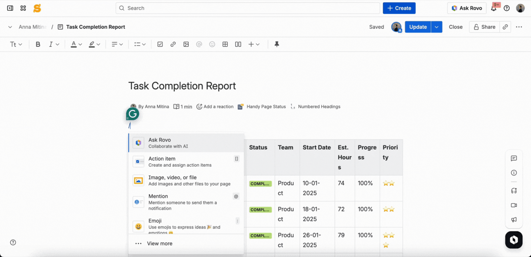 Confluence Cloud Migration: 5 Differences in the Table Filter, Charts & Spreadsheets app 3 Gif: how to use the table toolbox macro