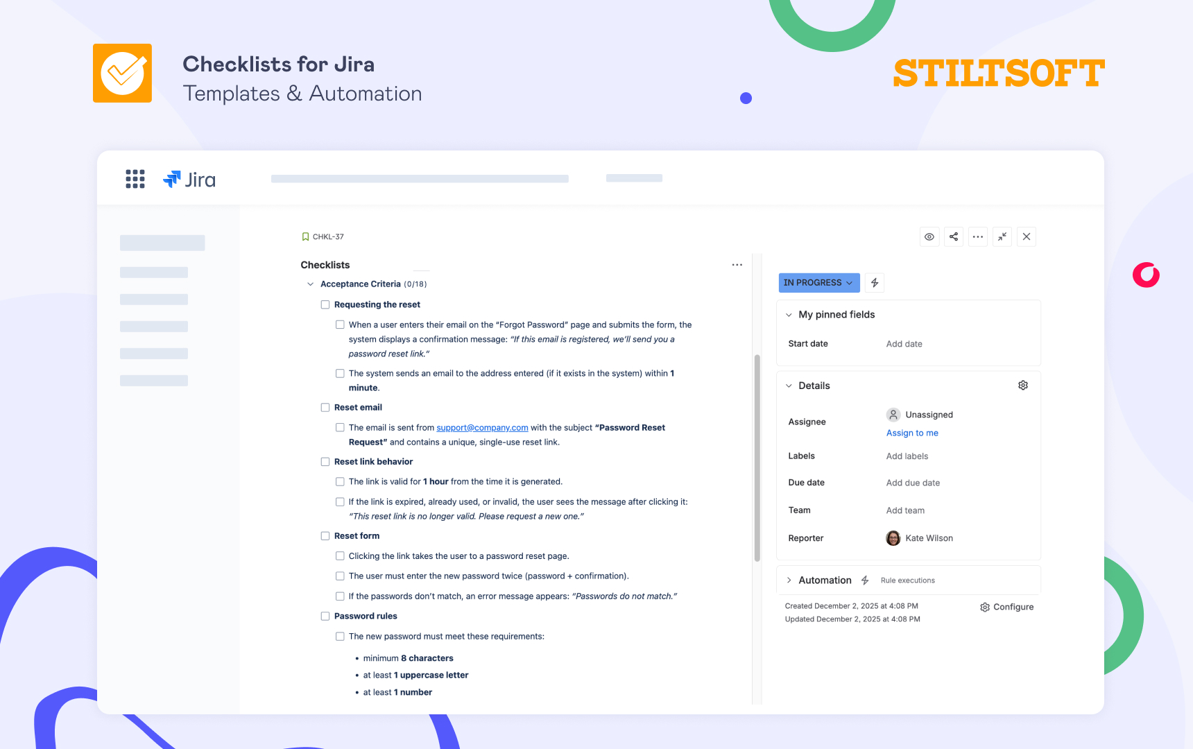 an example of well-defined Jira Acceptance Criteria for a user story