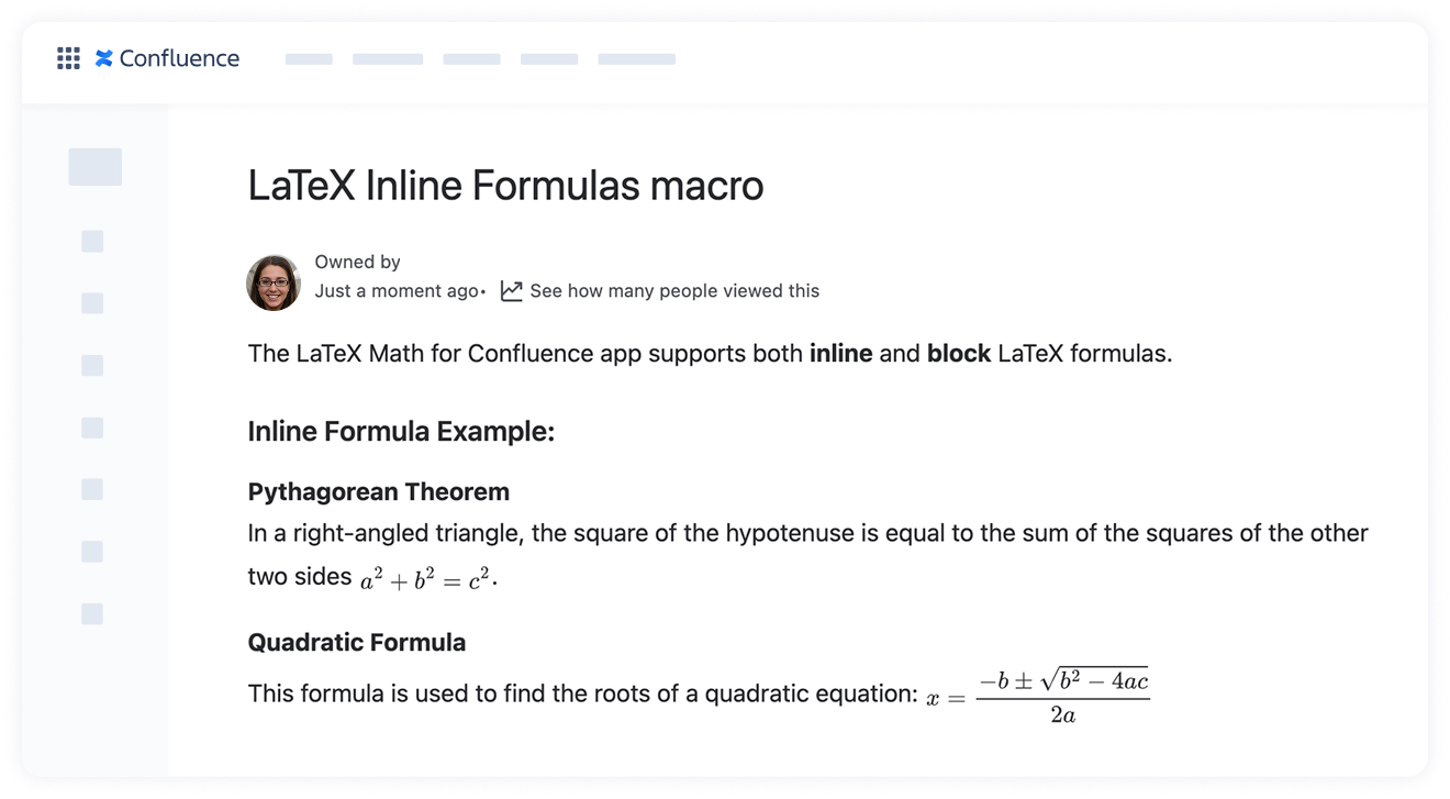 LaTeX in Confluence: How Technical Teams Write Formulas 2 How to Use LaTeX in Confluence: LaTeX inline formulas