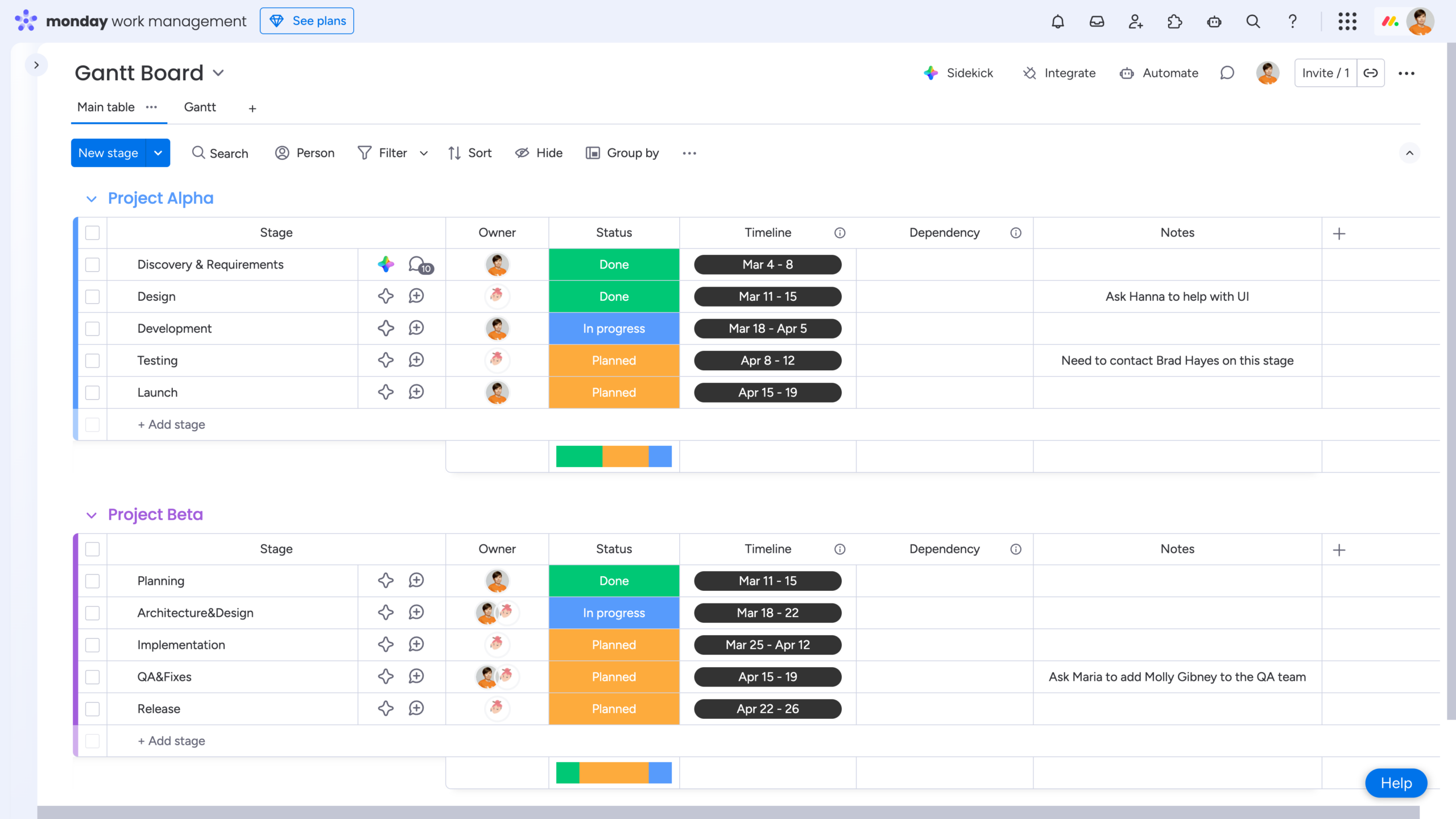 5 Tips to Become a Gantt Chart Expert Using monday.com 2 monday.com Board setup for creating a Gantt chart