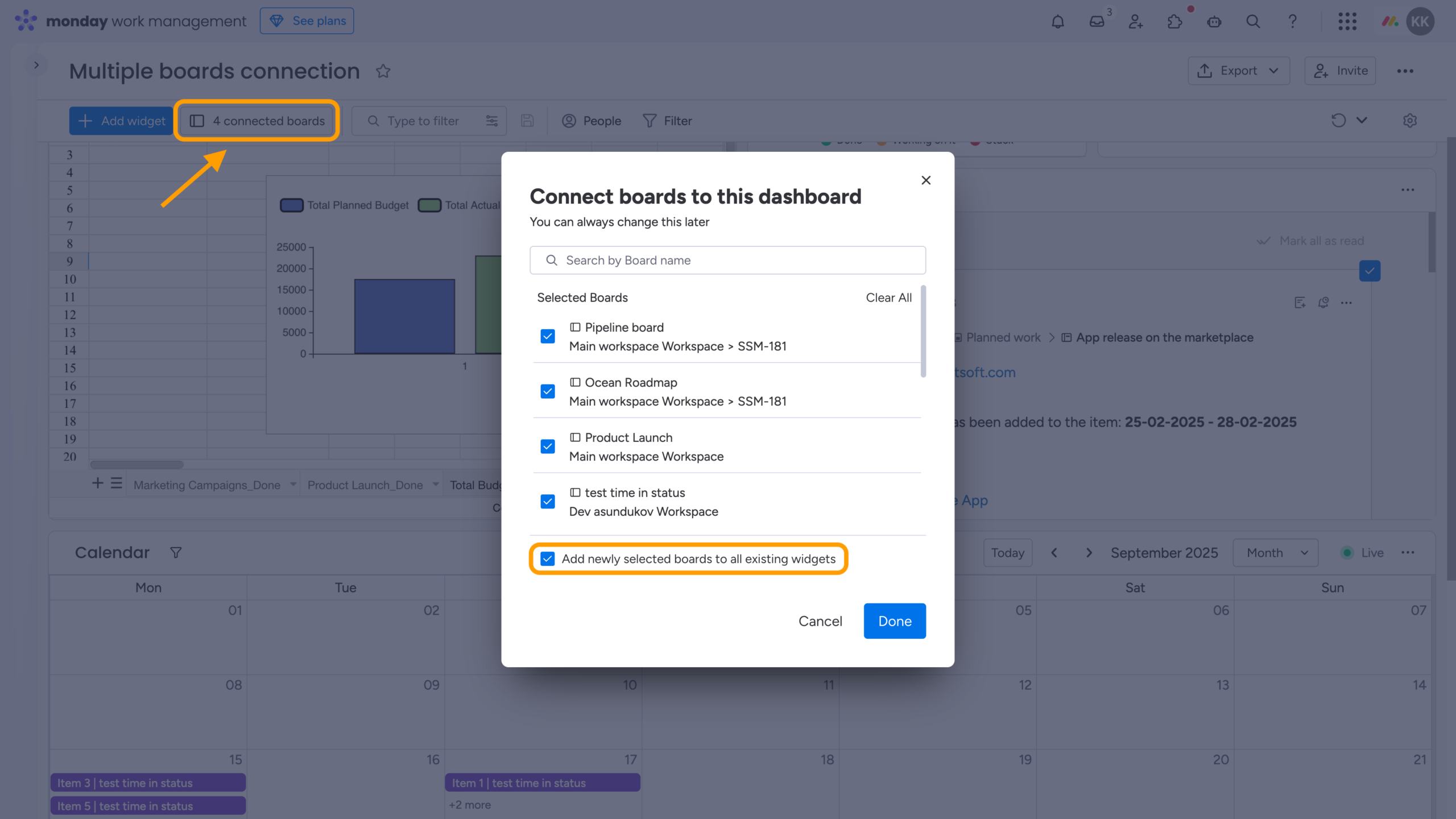 How Dashboards Work in monday: An Overview Tutorial for Teams 16 How to connect several boards to a Dashboard in monday.com