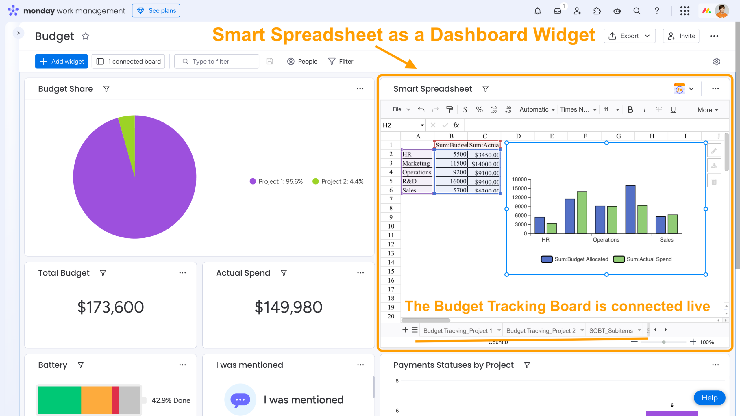 How Dashboards Work in monday: An Overview Tutorial for Teams 20 Smart Spreadsheet as a Dashboard widget in monday.com