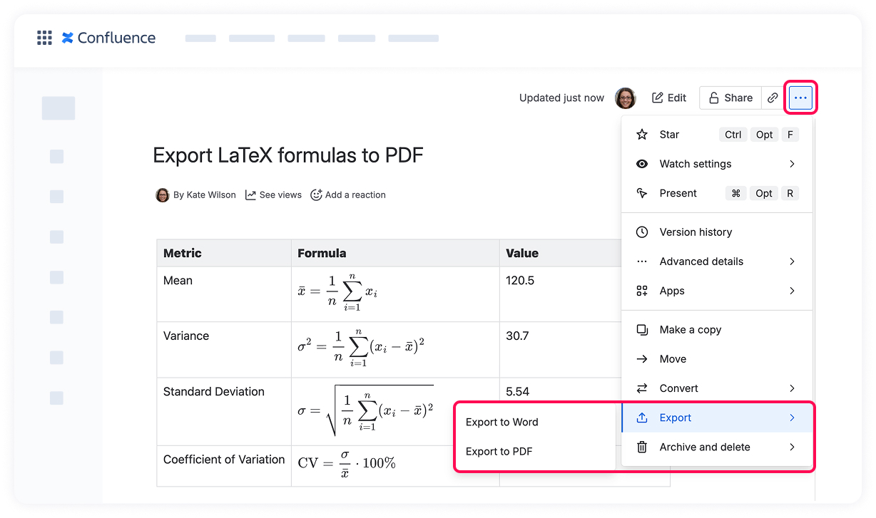 How to Export LaTeX to PDF in Confluence (Without Broken Formulas) 4 LaTeX PDF export visual