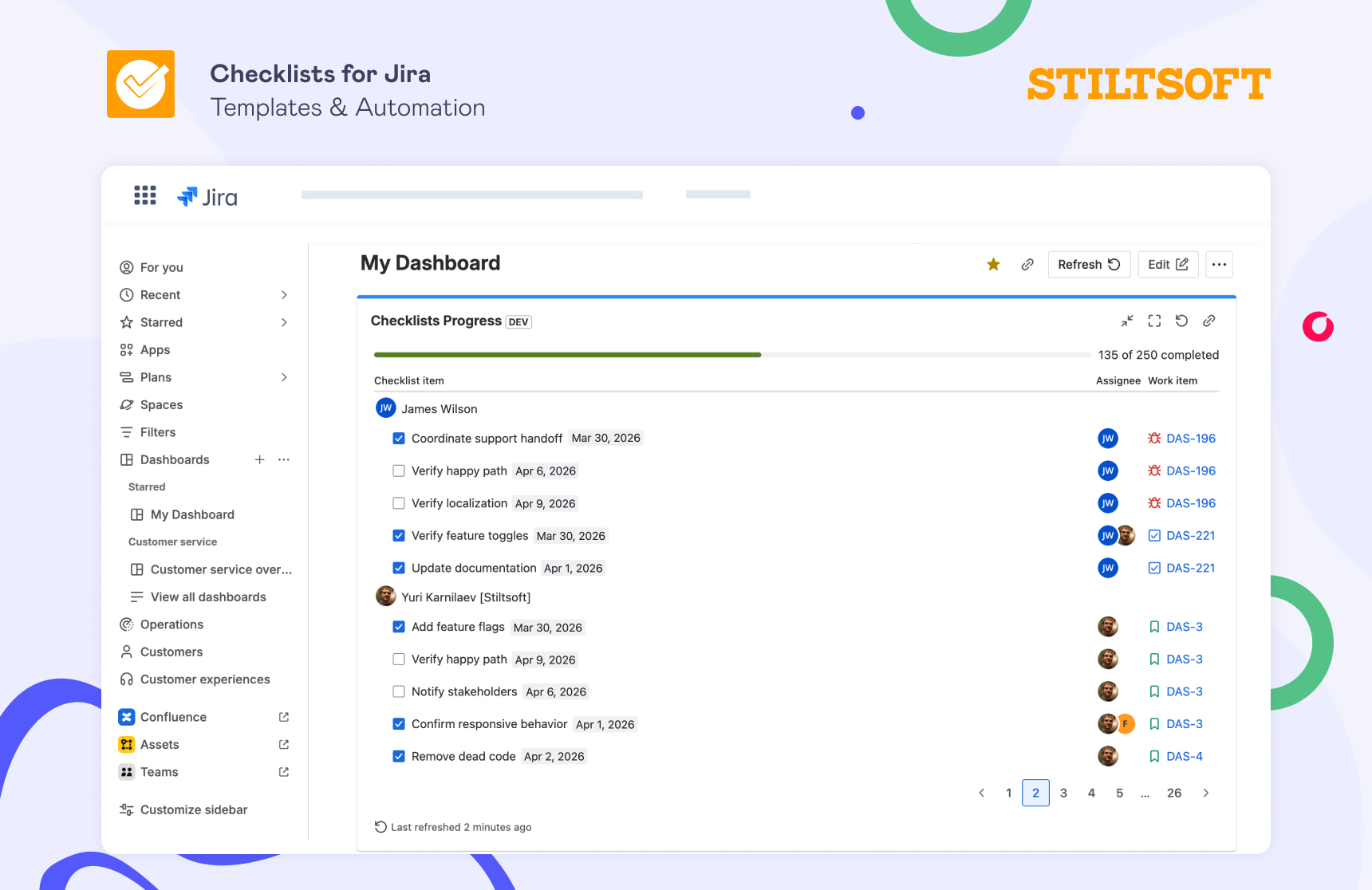 How to Add Due Dates to Jira Checklist Items 5 With Checklists for Jira (Templates & Automation) you can track the progress of all your checklists in the Jira dashboards and see due dates on Jira checklist items